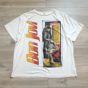 Vintage 80s Bon Jovi Wanted Dead Alive Gang Slippery Tour Single Stitch Shirt L - Picture 1 of 7