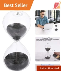 60 Minute Sand Timer Glass 5.1 Inch Decorative Hourglass for Games Home Office - Picture 1 of 9