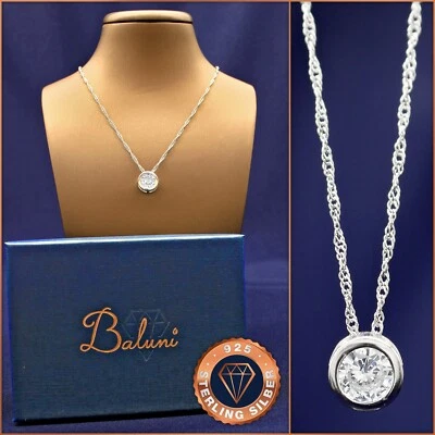 Halskette mit Zirkonia-Anhänger 925 Sterling-Silber, Etui, Geschenk Weihnachten - Bild 1 von 4