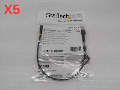 Lote de 5 NUEVOS STARTECH R2ACR-30C 30 cm USB-A a C Cable de Carga Ángulo Recto Foto 1 de 4