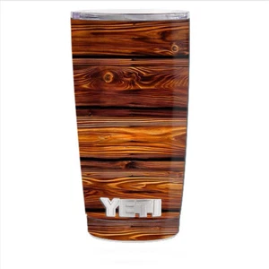 Skin Decal for Yeti 20 oz Rambler Tumbler Can Cup / Red Deep Mahogany Wood Patt - Picture 1 of 1