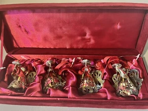 Silver Plated Angel Ornament Set In Red Velvet Box (4) Domain Brand - Picture 1 of 9