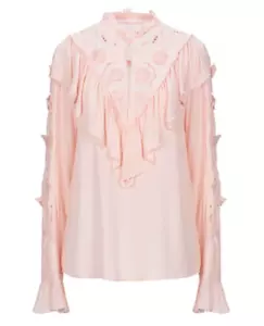 See By Chloé Frill High Neck Ruffled Blouse - Smoky Pink UK14 FR42 RRP£330 - Picture 1 of 17