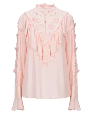 See By Chloé Frill High Neck Ruffled Blouse - Smoky Pink UK14 FR42 RRP£330 - Image 1 of 4
