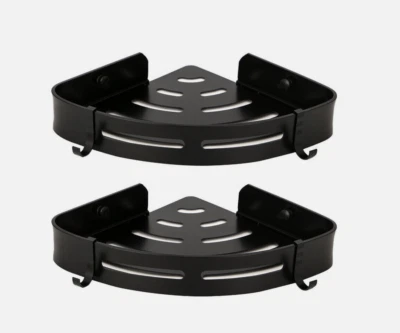 2pcs shower shelf shower shelf no drilling bathroom shelf shower basket corner shelf black de - Image 1 of 4