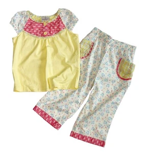 Hanna Andersson Girls Floral Plaid Shirt Pants Girls Size 4/5 Spring Easter - Picture 1 of 10