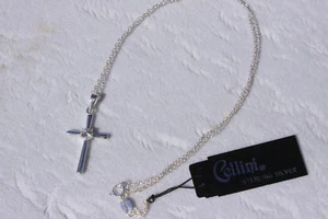 Collar Cellini Genuino Potenciador de Cruz .925 en Esterlina Cz - Imagen 1 de 4