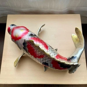 Jarrón Estatuilla de Metal 10.2 pulgadas Estatua de Metalmecánica Japonesa Pez Carpa - Imagen 1 de 12