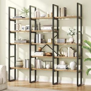 70.86" Modern Bookshelf and Bookcases with 13 Open Display Shelves, Triple Wi... - Picture 1 of 8