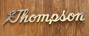 "Placa de identificación náutica emblema barco Thompson vintage usada ~ cromo 12-3/4""" - Imagen 1 de 3