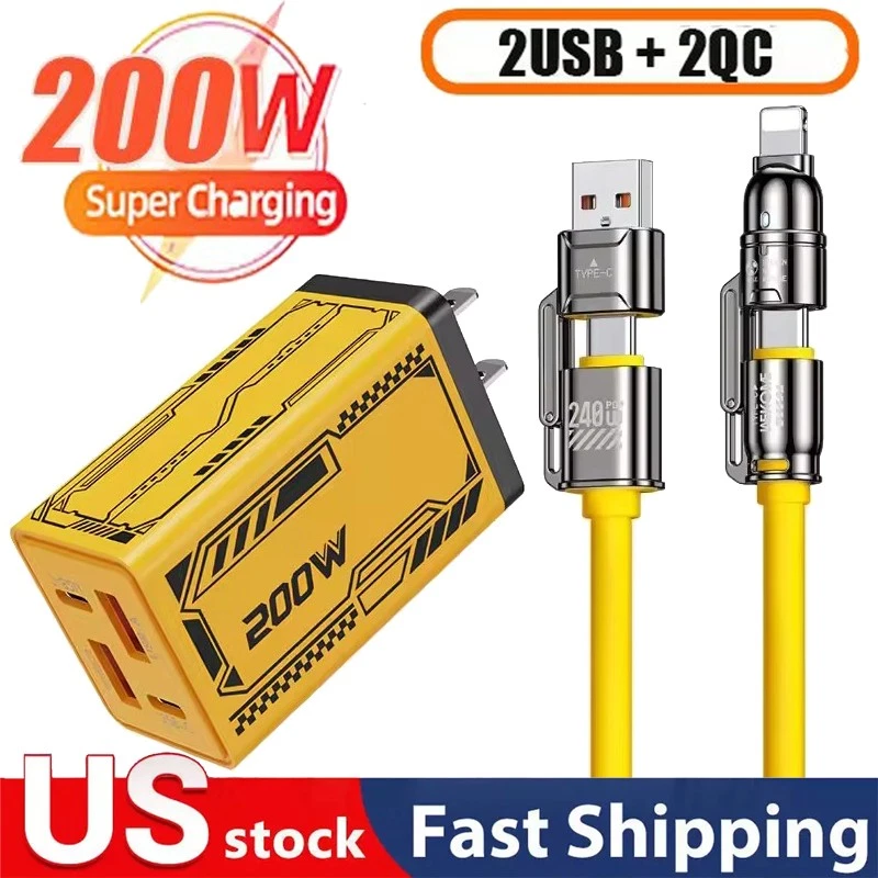 Carregador 200W Gan Multi Porta Dual PD USB Para Samsung Iphone Carregador Carregamento Rápido - Imagem 1 de 4
