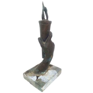 Vintage Sowjetische Metall Tisch Statue Figur Hand mit Fackel Wolgograd Ruhmeshalle - Bild 1 von 8