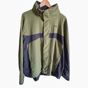 Jeep Windbreaker Jacket - Lined Hooded Winter Coat Mens XXL Olive Green EC - Picture 1 of 17
