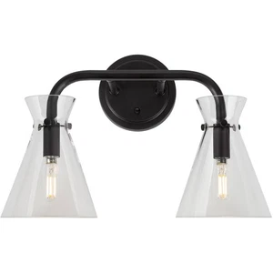 Forte Lighting 5733-02-04 Beaker 2 Light 16 inch Black Vanity Light Wall Light - Picture 1 of 4