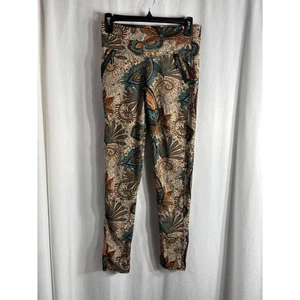 Coco Carmen Paisley Print Leggings S /M High Waist Zipper Accent - Picture 1 of 4