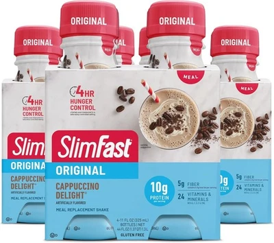 Batido de repuesto para comidas SlimFast, Cappuccino Delight original, 10 g de listo para usar Foto 1 de 4