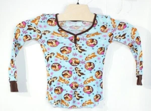 Disney Chip N Dale Chipmunks Christmas Print Knit Blue Long Sleeve Shirt Size S - Picture 1 of 8