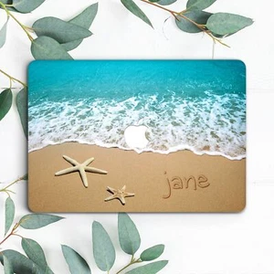 Custom Name Sand Ocean Beach Starfish Hard Case For Macbook Pro 13 15 16 Air 13 - Picture 1 of 3
