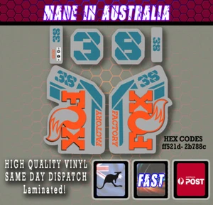 FOX style Factory 38 - 2021 Fork Decals Stickers Orange/slate blue  Laminated - Bild 1 von 2