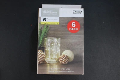 NEW 6 Pack Feit Electronics 6 ft. Silver Wire Fairy String Lights. - Image 1 of 2