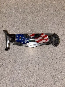 Vintage American Eagle Patriotic Flag Folding Pocket Knife Stainless Steel - Picture 1 of 10
