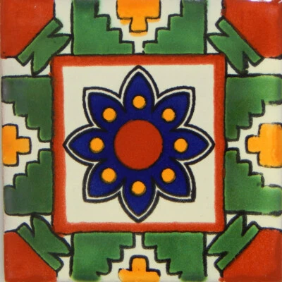 Mexican Tile Folk Art Handmade Talavera Backsplash Handpainted Mosaic # C291 - Image 1 of 2