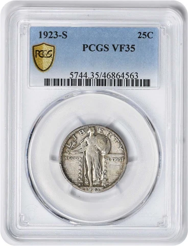 1923-S Standing Liberty Silver Quarter VF35 PCGS Cover