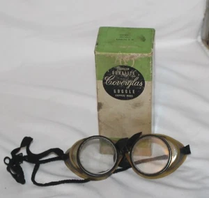 Vintage American Optical A/O Coverglas Duralite Welding Safety Goggles w/Box 2pr - Picture 1 of 12