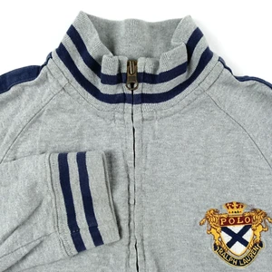 Polo Ralph Lauren Jacket Sweater Boys 6 Mock Neck Full Zip Embroidered Logo Gray - Picture 1 of 9
