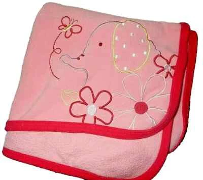 4D !WOW! Vintage Carter's Elephant Butterfly Floral Fleece Crib Baby Blanket - Image 1 of 4