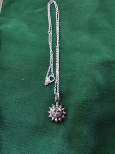 31Np Silvertone Sun Necklace 16" "Sizable To 18" - Picture 1 of 3