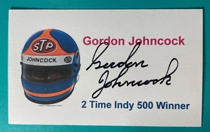 SIGNED GORDON JOHNCOCK 3" X 5" INDEX CARD AUTOGRAPHED - INDY 500 - Picture 1 of 1