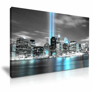 Arte de pared de lienzo estirado horizonte Manhattan WTC de la ciudad de Nueva York 5 tamaños a elegir - Imagen 1 de 7