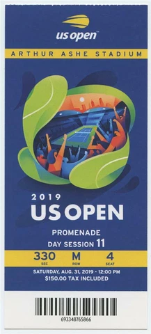 8/31 2019 US Open Tennis Promenade FULL TICKET Bianca Andreescu Serena Williams Cover
