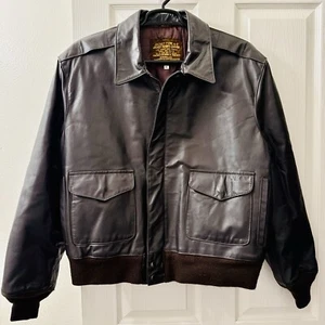 VTG 1980s Excelled USAF A-2 Military Flight Leather Jacket XL Brown Made In USA - Picture 1 of 13
