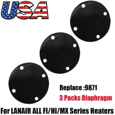 VEHICLELIWOSQ 3 Pack Diaphragm For Lanair ALL FI/HI/MX Series Waste Oil Heater Parts Fuel 9871