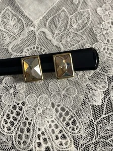 Vintage Gold Tone Rhinestone Clip On Earrings Jewelry Yd-35 - Picture 1 of 4