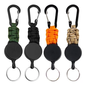 2X Extendable Keychain Carabiner Badge Holder Keyring Retractable Cord Key Chain - Picture 1 of 15