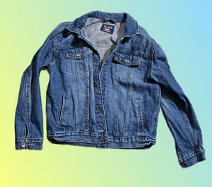 Jean Jacket Womens LG 10/12 BLUE Button Up TRUCKER 💙 Denim Preppy Coat 💙 NWOT - Picture 1 of 7