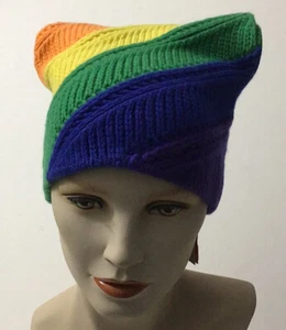 NWT Burberry $490 Wool/Cashmere Rainbow Striped Beanie LGBTQ+ Unisex - Picture 1 of 10