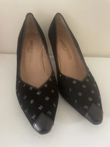 Amber Rossi Black Leather High Heels 33.5 Like New - Picture 1 of 7