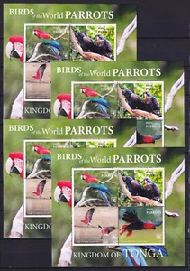 4 x Tonga 2020 Block 135 ** MNH Vögel Birds Papageien Parrots - Picture 1 of 1
