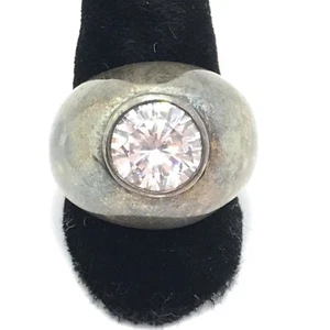 Vintage 925 Sterling Silver & Solitaire Cut Cubic Zirconia Stunning Ring sz 7.5 - Picture 1 of 11