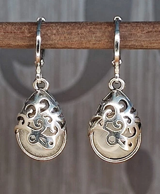 Ohrringe Mondstein Bankett Pendelohrring Ohrstecker Edelstahl Silber Perlmutt - Bild 1 von 2