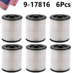 6x Filtro Cartuccia di Ricambio per Shop Vac Craftsman 17816 Filtro Aria Wet Dry - Foto 1 di 13