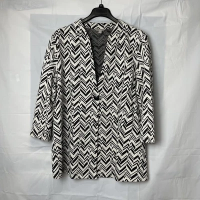 Blazer Laura Ashley Mujer 3X Negro Blanco Abstracto Chaqueta Informal Trabajo Foto 1 de 4