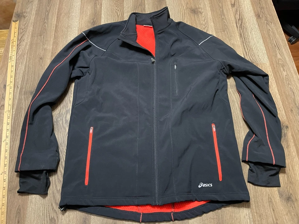 Asics Jacket, Men's Size 2XL, Black Orange, Full Zip, Zip Pockets - Image 1 of 4