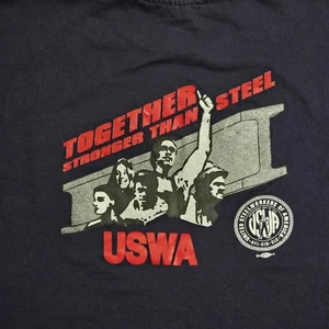 Vintage United Steel Workers Union Tshirt Mens XL Blue Local 9014 USWA Made USA  - Picture 1 of 9