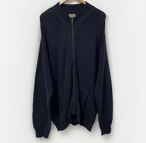 L.L. Bean Cardigan mit durchgehendem Reißverschluss und Tasche Herren XL marineblau Baumwolle gerippter Strick Stehkragen - Bild 1 von 19