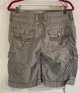 Rock Revival Tan Cargo Bermuda Shorts Angel Wing Pockets Women’s Size 29 - Picture 1 of 5